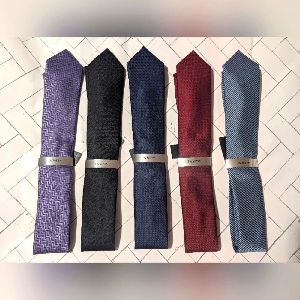 (Bundle)Alfani Purple, Black , Burgundy,Denim And Navy Ties Set. Accessories - Picture 1 of 7